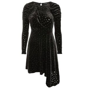 Topshop Velvet Polka Dot Asymmetrical Dress